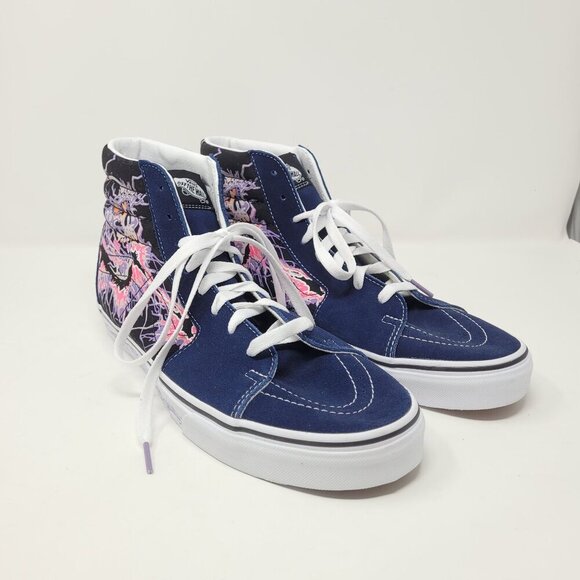 Vans Mens 11.5 Womens 13 Sk8 Hi Zap Navy Blue skull Glow in the dark sneakers - Picture 13 of 13
